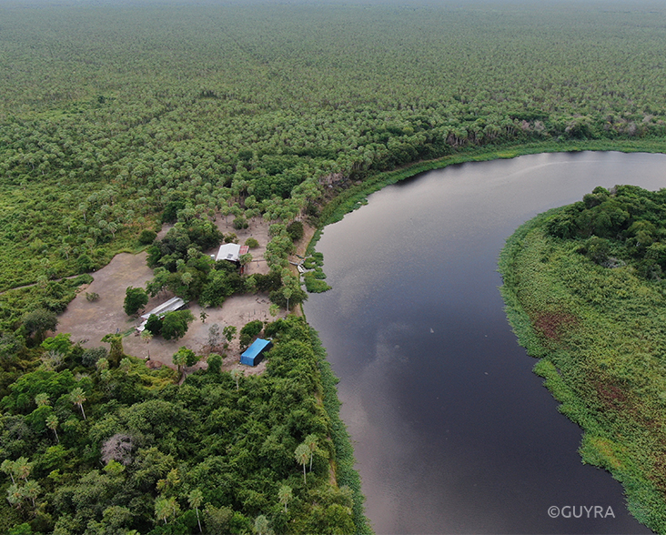 Aerial view of the site of the Three Giants Biological Station, Paraguay